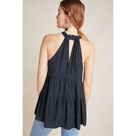 Anthropologie Black Lavinia High Neck Halter Blouse - Picture 2 of 11